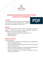 Responsable Maintenance Mecanique Et Systeme Automatique Et Programmation