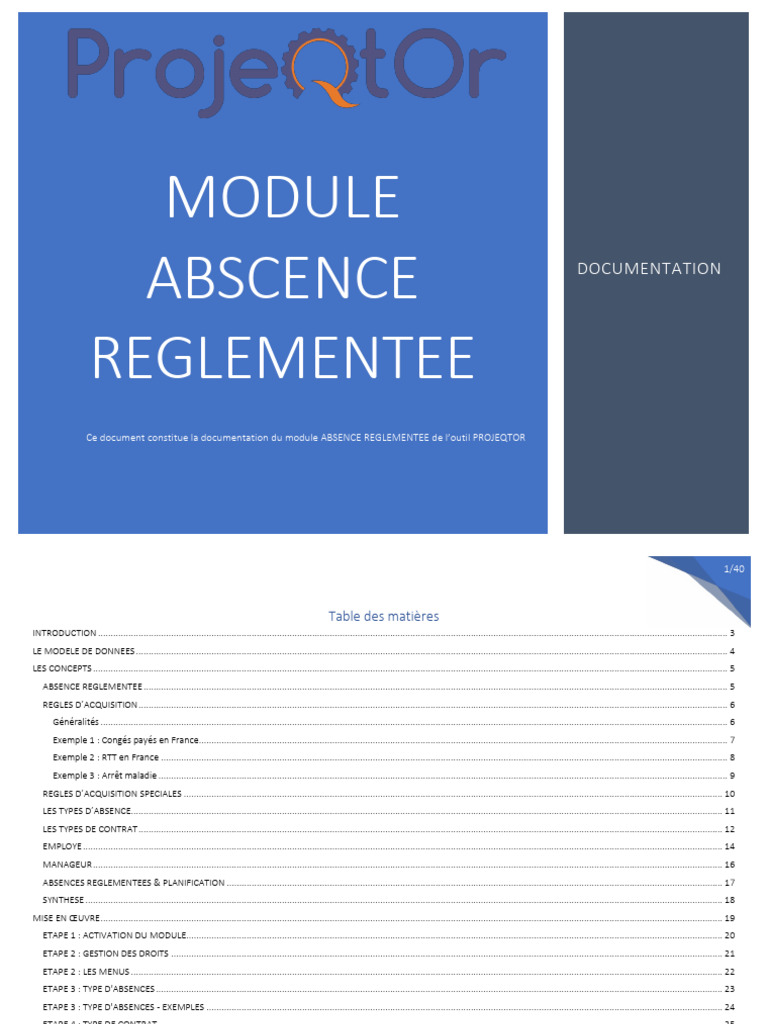 Documentation Module Absence Réglementée | PDF | Workflow | Planification