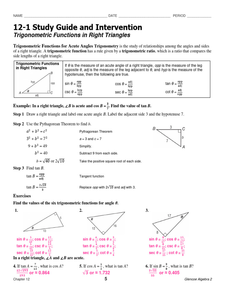Trigonometric Functions Study Guide | PDF | Trigonometric Functions ...