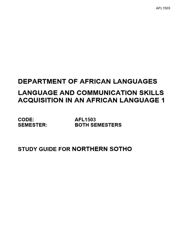 Northern Sotho Language Study Guide | PDF | Verb | Linguistic Morphology