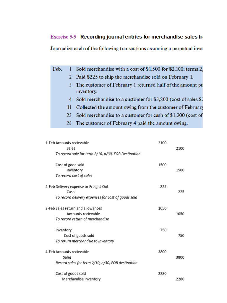 Accounting Journal Entries | PDF | Cost Of Goods Sold | Inventory