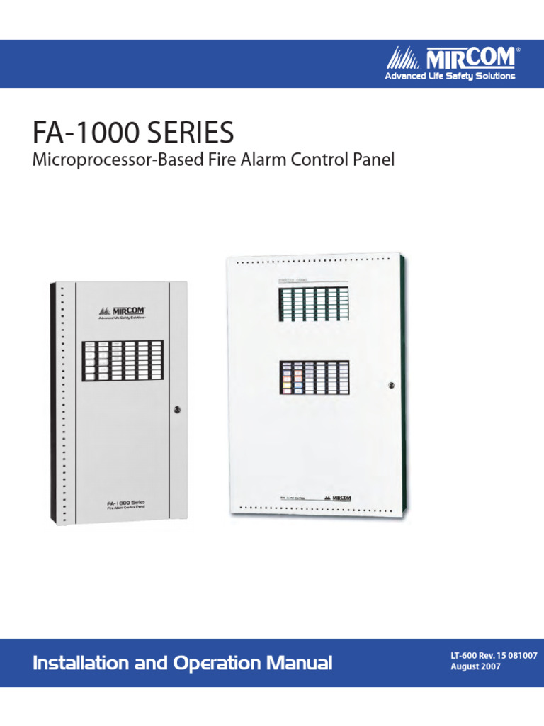 FA-1000 Installation Manual | PDF | Relay | Switch