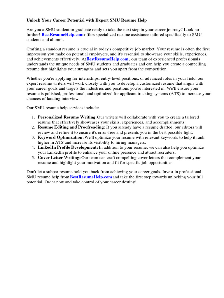 Smu Resume Help PDF Résumé