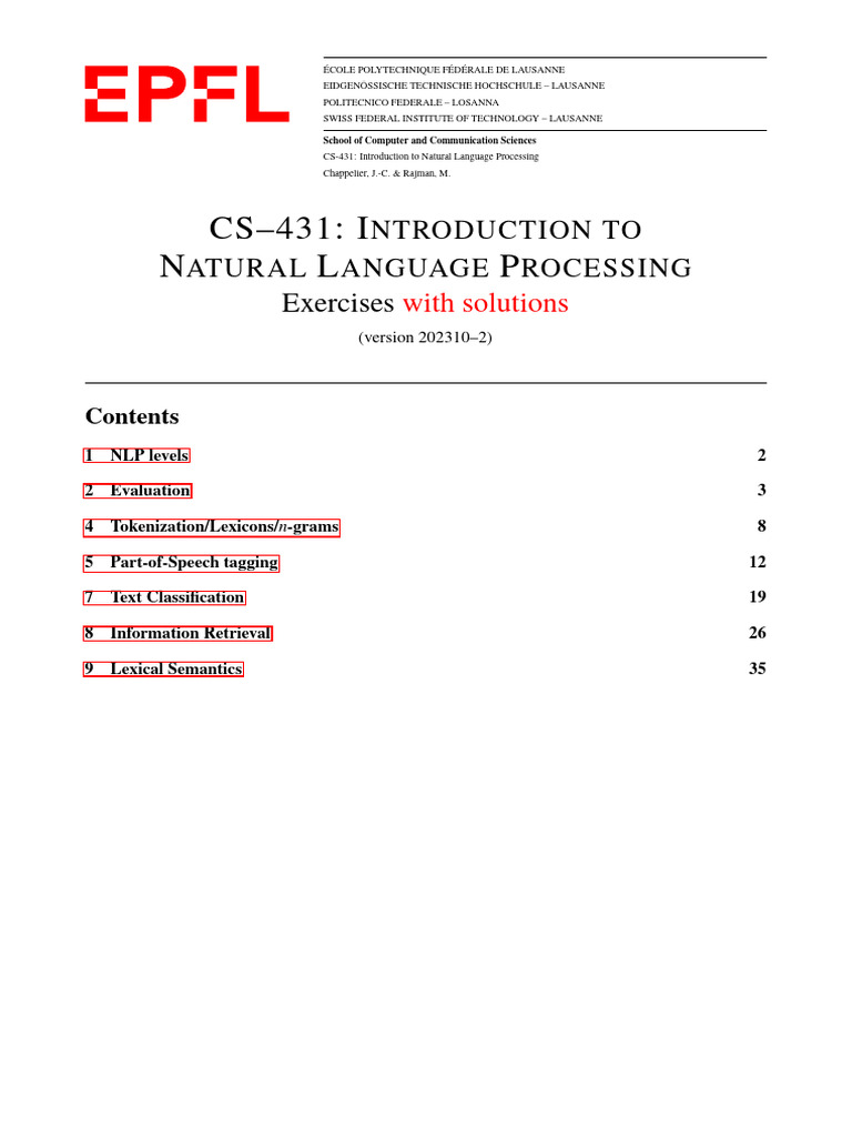 NLP Exercises and Solutions Guide | PDF | Accuracy And Precision ...