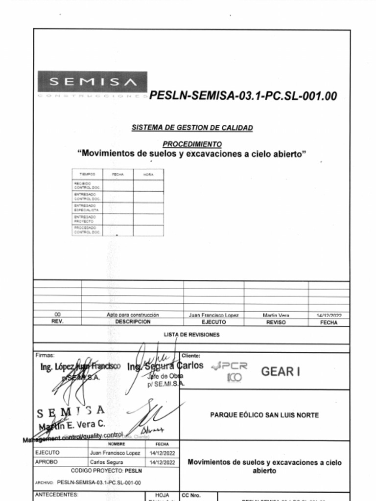 Pesln semisa 03 1 pc sl 001 00 procedimiento movimiento de suelos y