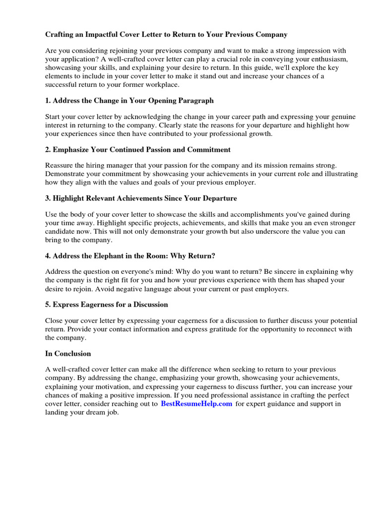 Cover Letter To Former