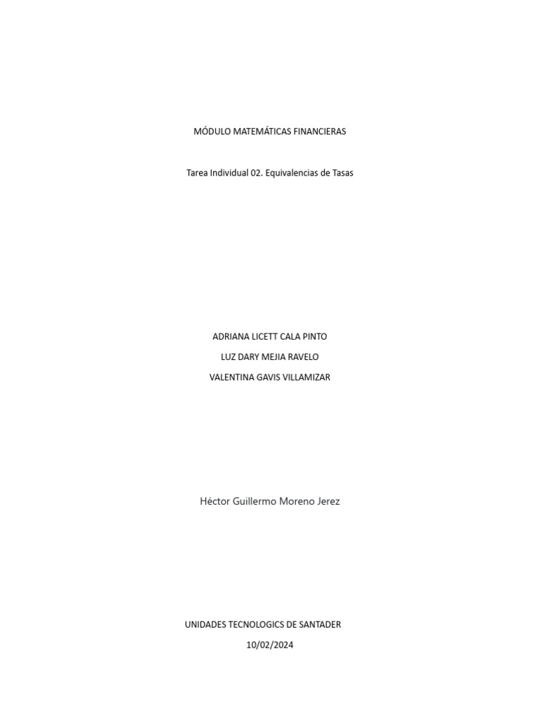 Equivalencias de Tasas en Finanzas | PDF | Finanzas Matemáticas | Dinero