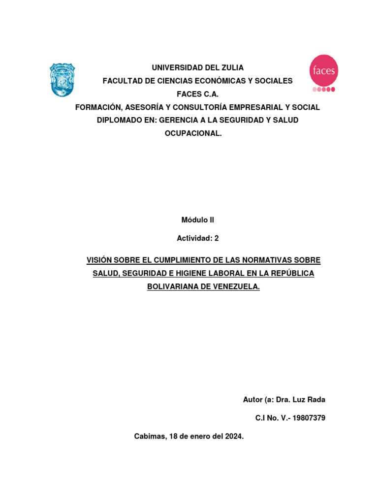 Actividad 2 Modulo II | PDF | Seguridad y salud ocupacional | Business