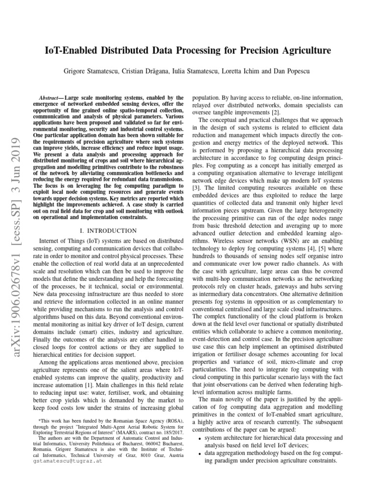 IoT-Enabled Distributed Data Processing For Precision Agriculture | PDF ...