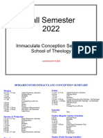 2022 Fall Seminarian Calendar