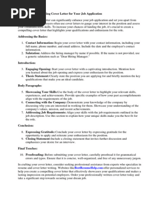 Cover Letter of Job Application
