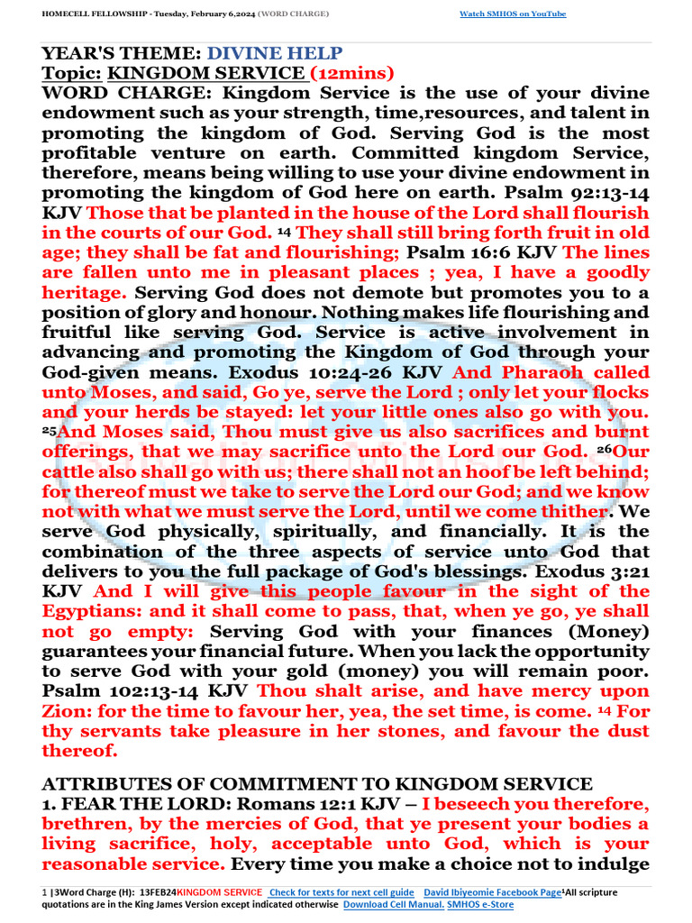 Kingdom Service: Divine Help Insights | PDF | Eucharist | King James ...