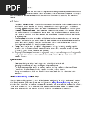 Landscaping Job Description Resume