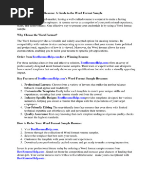 Resume in Word Format Sample