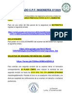 Comunicado 37 CPF I - 2023 Solicitud de 2da Rev. Mat