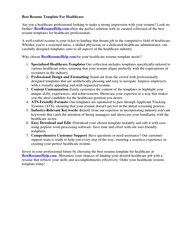 Best Resume Template For Healthcare | PDF | Résumé