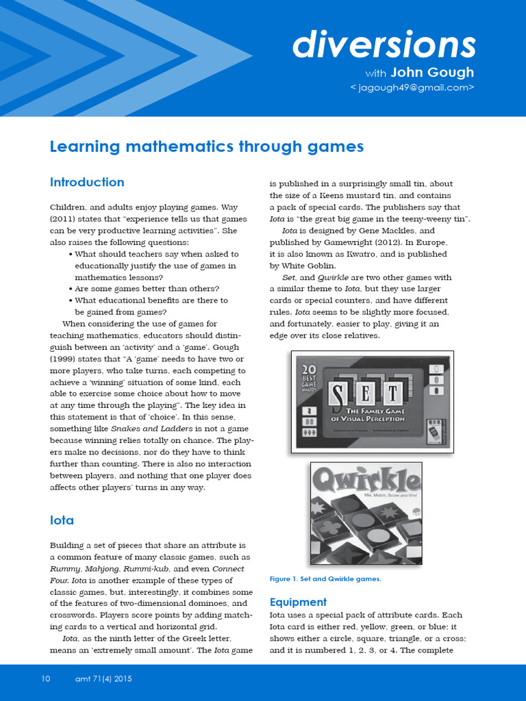 Learning Mathematics Through Games PDF