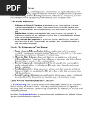 Citing References for Resume