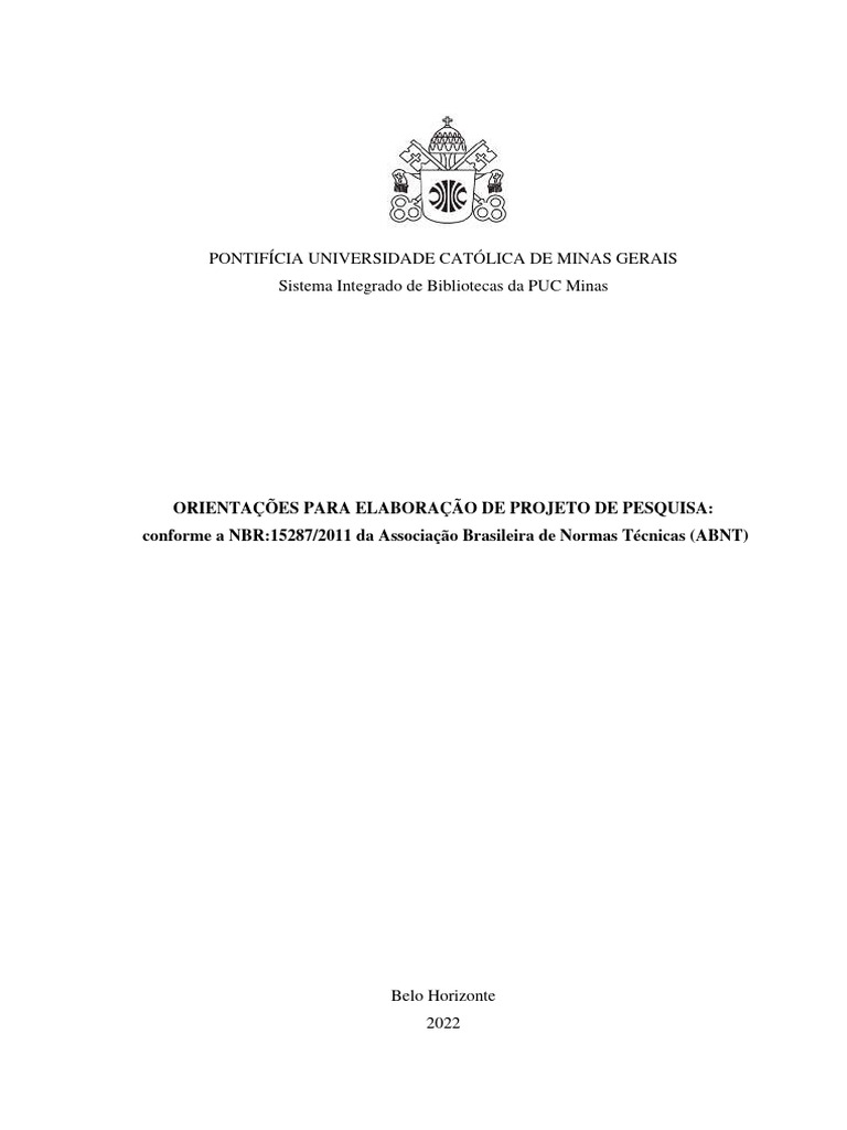 Abnt puc minas elaborar formatar projeto de pesquisa pdf science
