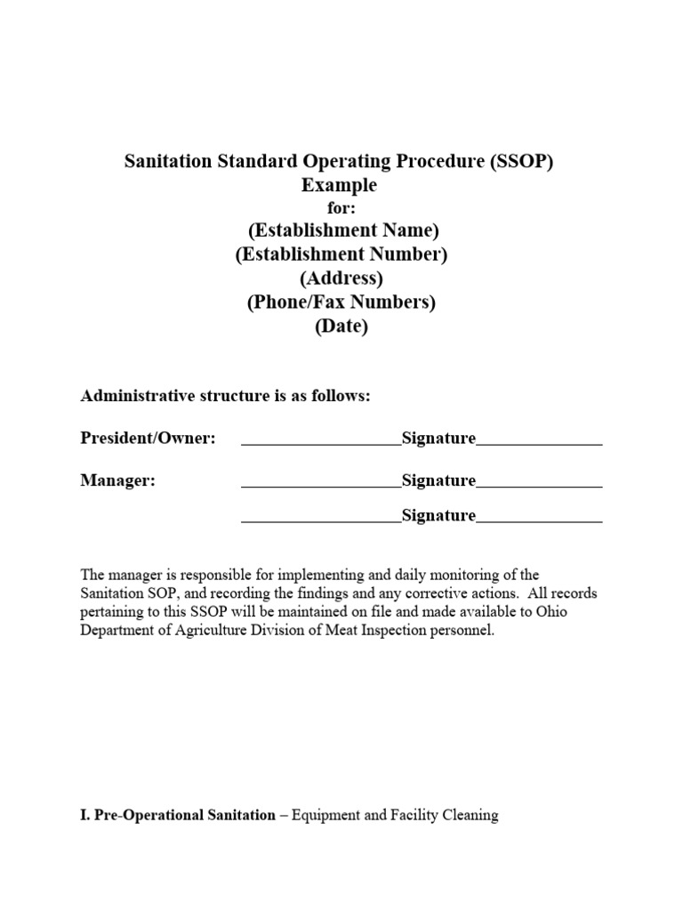 Kenya SSOP for Meat Processing | PDF | Sanitation | Hygiene