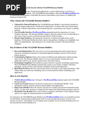 Usajobs Resume Builder
