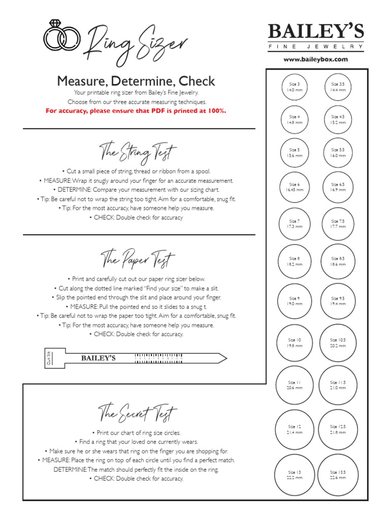 Printable Ring Sizer Guide | PDF