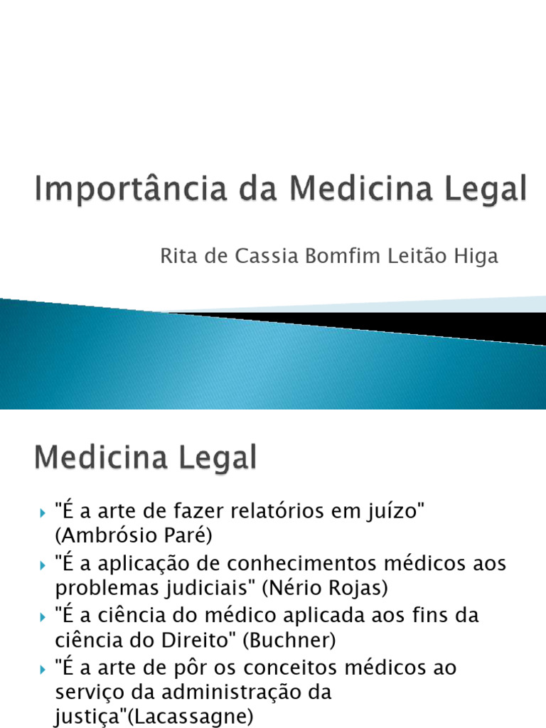 Importância da Medicina Legal | PDF | Testemunha especializada | Justiça