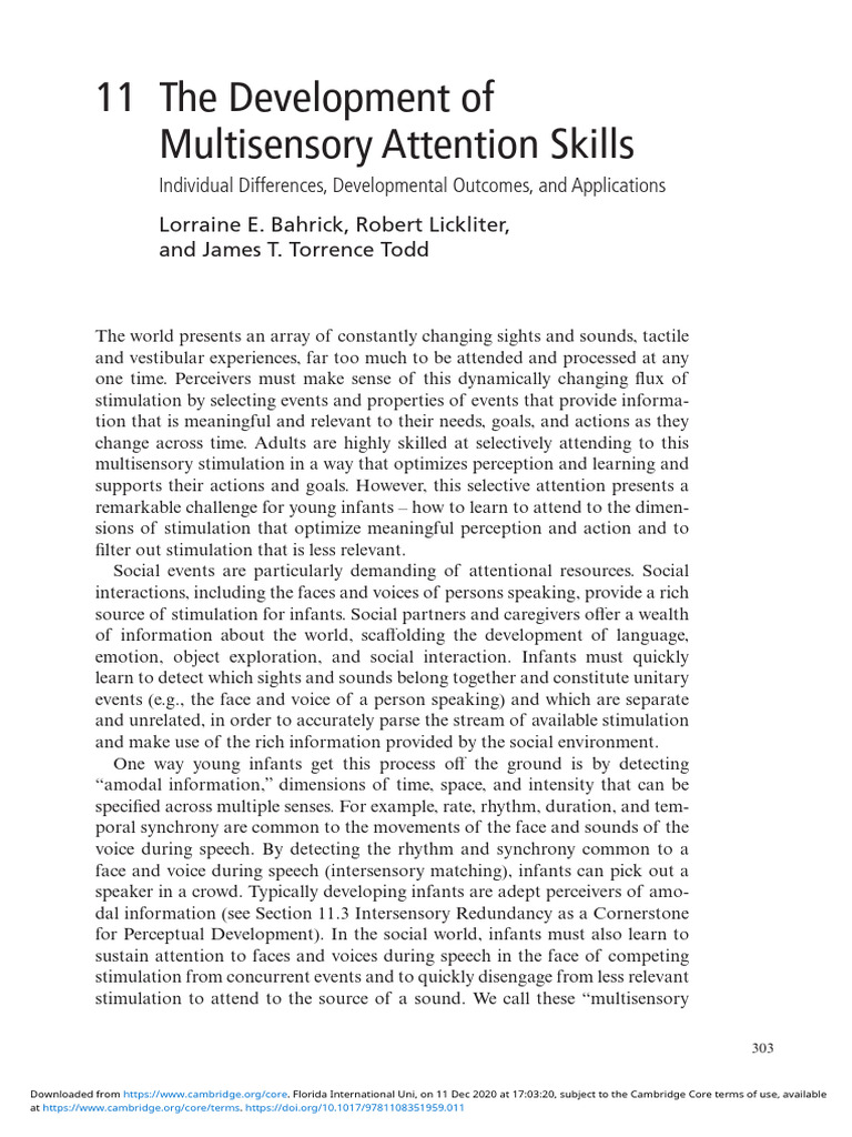 Multisensory Attention Skills in Infants | PDF | Perception | Senses