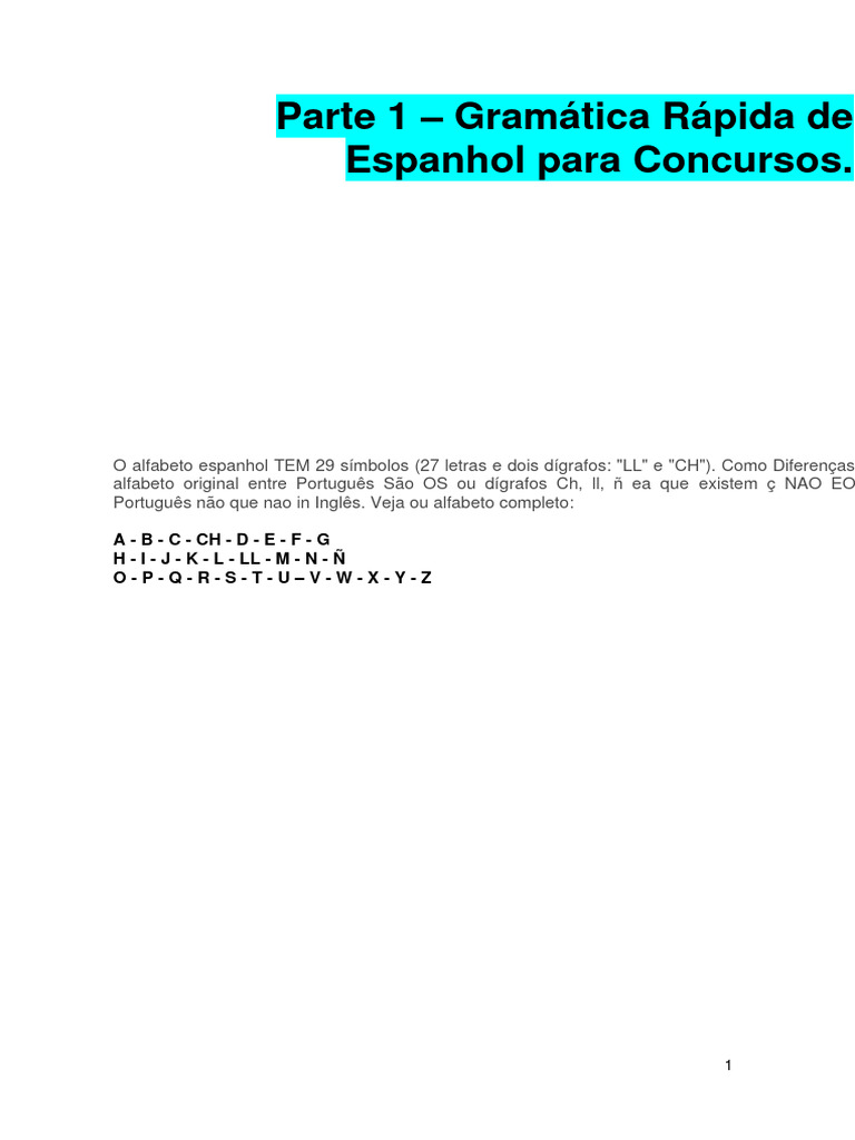 Gramática Rápida de Espanhol para Concursos | PDF | Espanhol (idioma ...