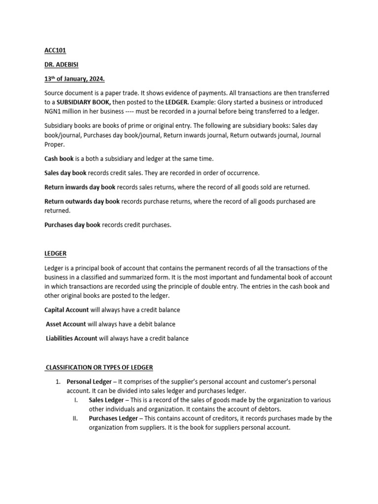 Dr Adebisi Acc101 Pdf Debits And Credits Economies
