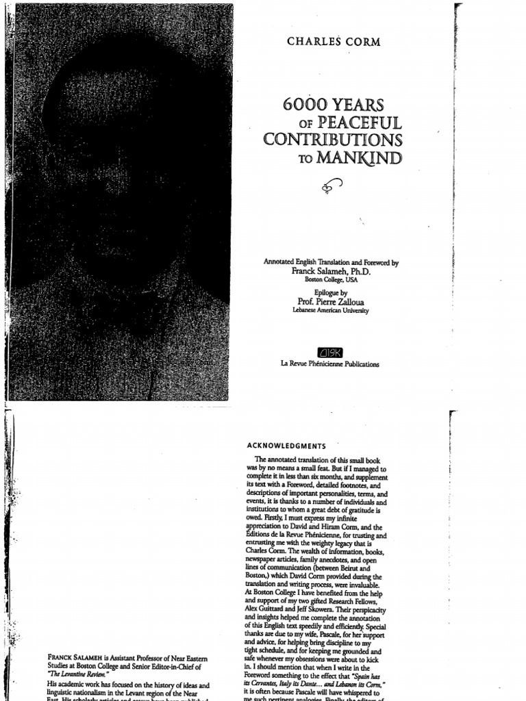 Charles Corm 6000 Years of Peaceful Contributions To Mankind (2010) PDF