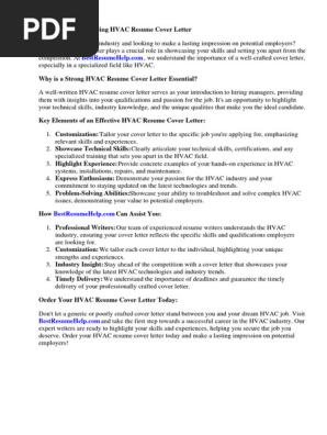 Hvac Resume Cover Letter