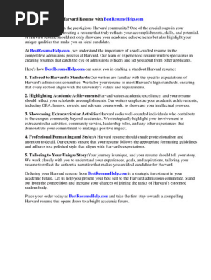 Harvard Resume