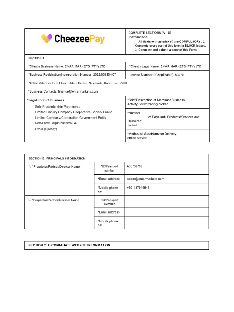 Merchant Application Form | PDF | Business | Business Economics