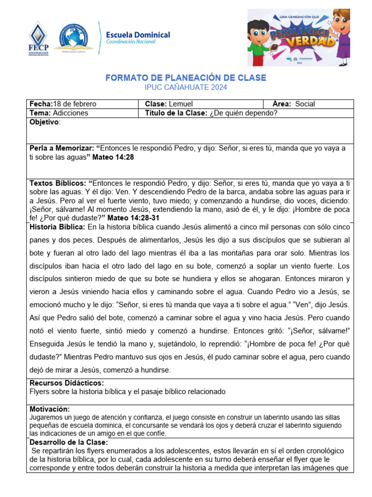 Formato de Planeación de Clases 2024 | PDF | Jesús