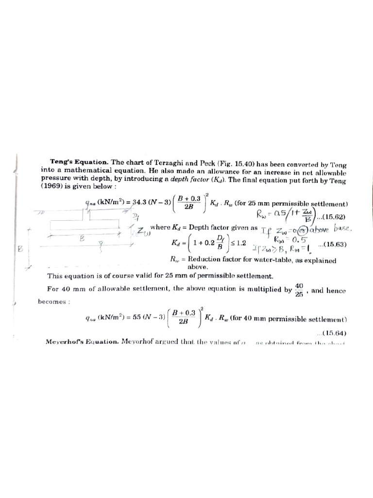 Bearing Capacity In Terms Of Spt N Value And Settlement Pdf