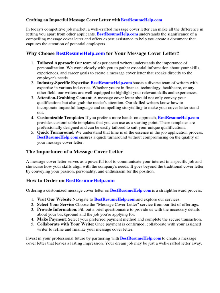 Message Cover Letter | PDF | Résumé | Employment