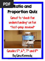 Ratio and Proportion Quiz: Great To "Check For Understanding" or For "Test-Prep Review!"