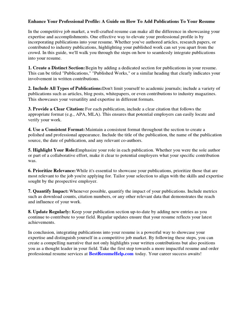 How To Add Publications To Resume - 1721095133