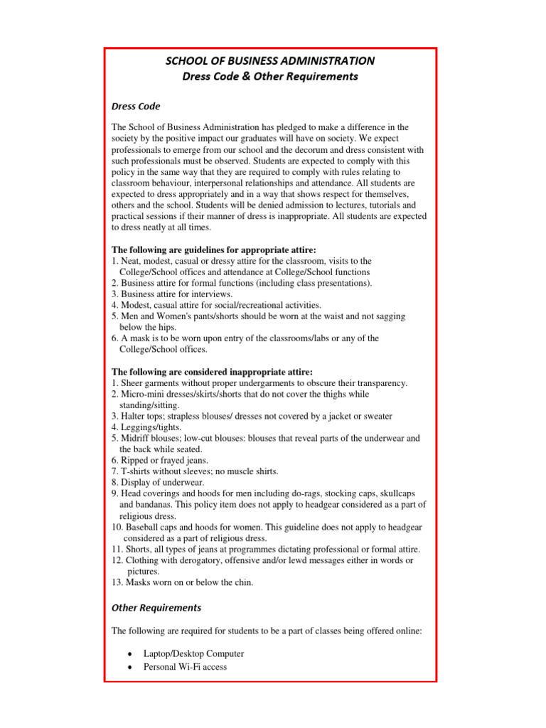 Business School Dress Code Guide | PDF | Clothing | Dress