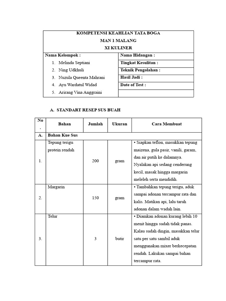 Perencanaan Sus Buah | PDF