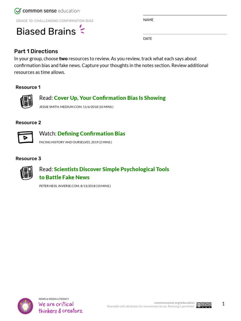 Confirmation Bias Part 1 - 18897494 | PDF | Bias | News
