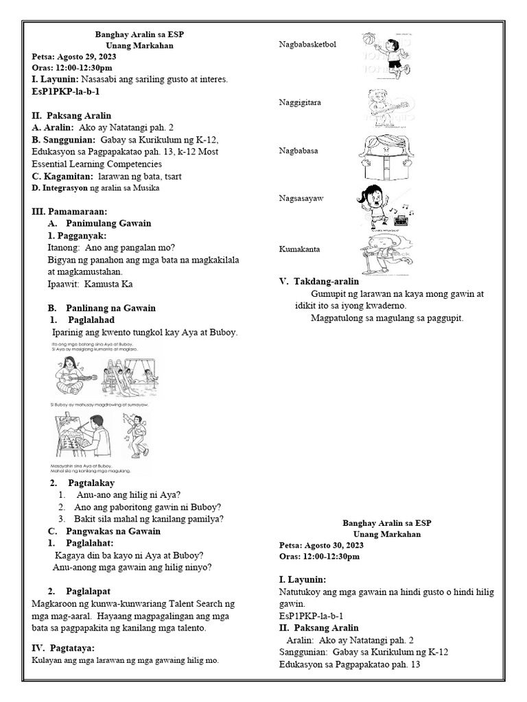 Esp Quarter 1 Week 1 52 | PDF