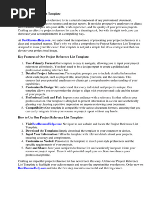Project Reference List Template