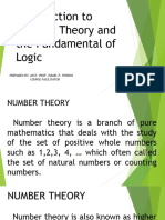 Introduction To Number Theory and The Fundamental of Logic: Prepared By: Asst. Prof. Israel P. Penero Course Facilitator