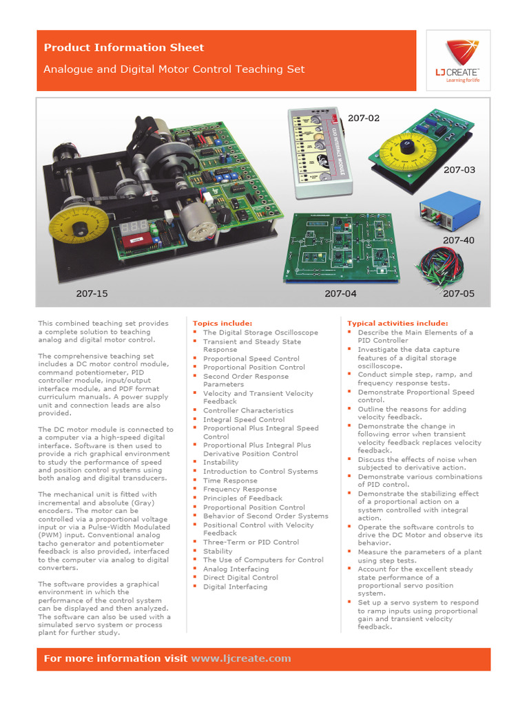 Analog and Digital Motor Control Set | PDF | Feedback | Servomechanism