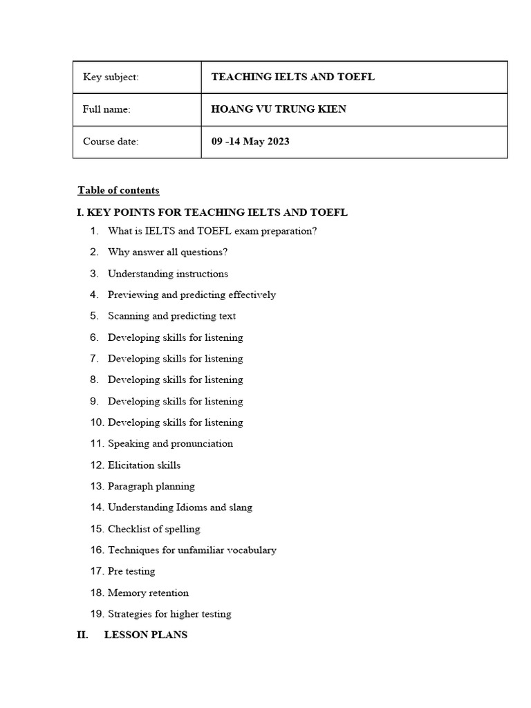 Ielts And Toefl Pdf International English Language Testing System