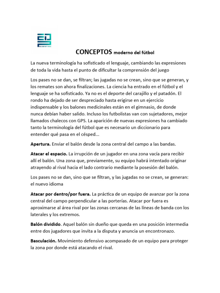 Evolución del lenguaje en el fútbol | PDF | Defensor (Asociación de ...