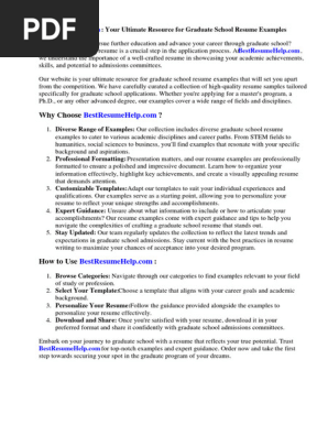 Graduate School Resume Examples Free