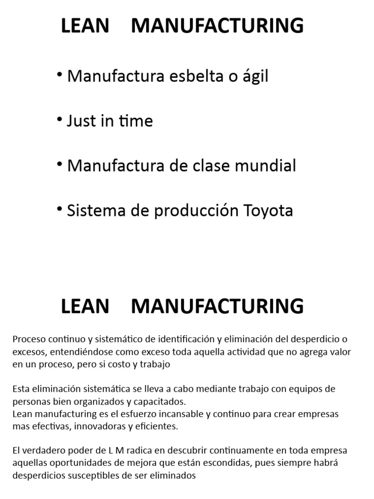 Fundamentos de Lean Manufacturing | PDF | Lean Manufacturing | Procesos ...